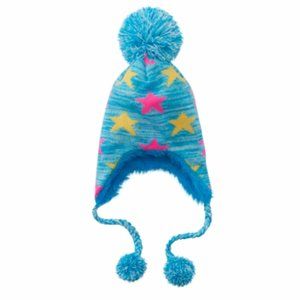 Girls 4-16 Marled Star Earflap Hat Color: Blue, Size: One Size